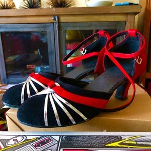 Red & Black Heels w/ Silver Toe (salsa dance)